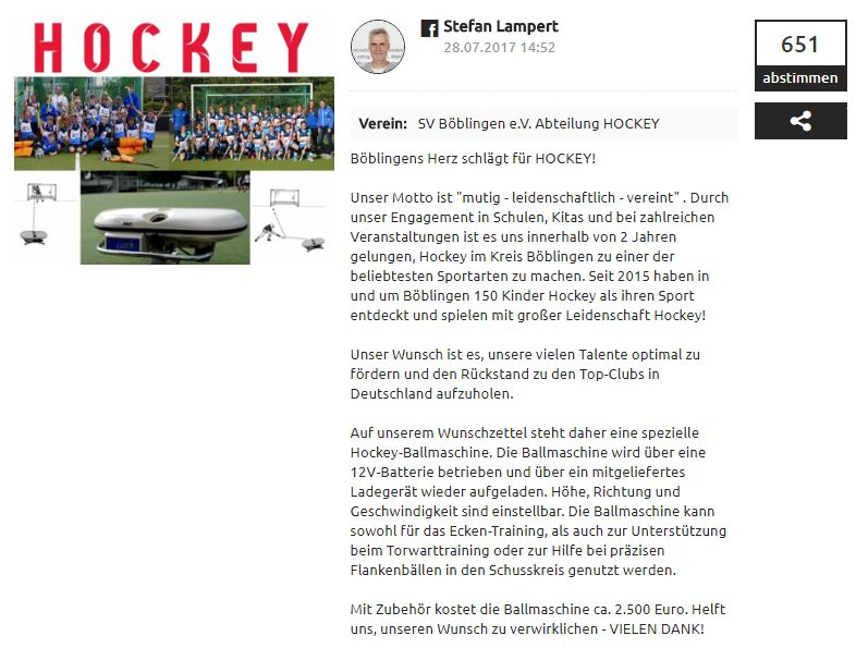Die Hockey-Familie hilft: Aufruf vom SV Böblingen Hockey