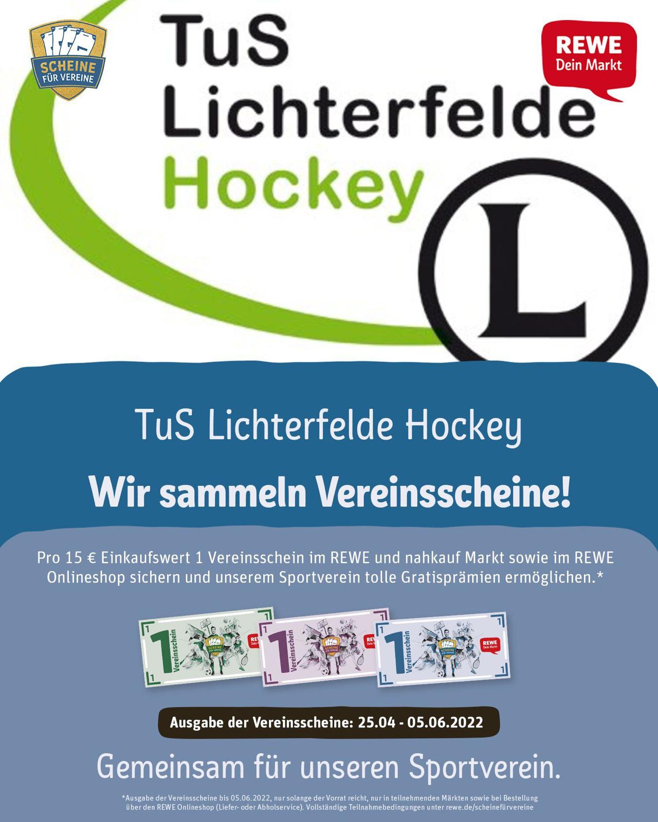 Einkaufen für TuSLi Hockey bei REWE-Aktion „Scheine für Vereine“